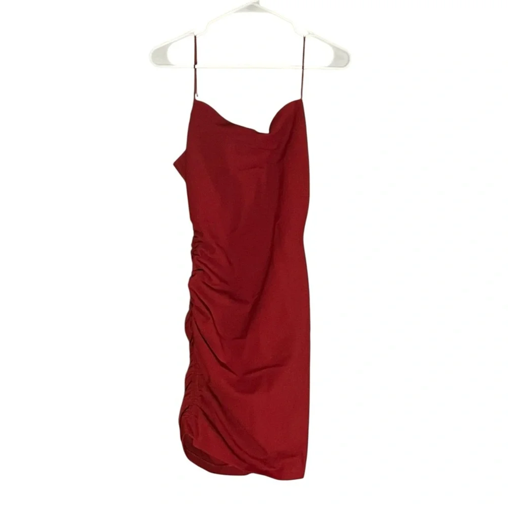 CINQ A SEPT RED WINNIE MINI RUCHED SPAGHETTI STRAP DRESS GREAT COND (6)
